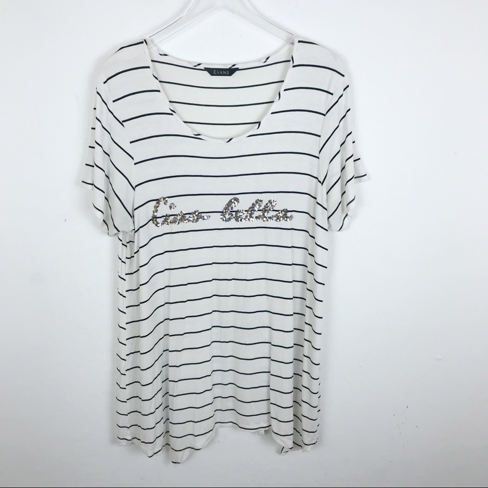Ciao Bella Striped Glitter Sequin Top Blouse 16